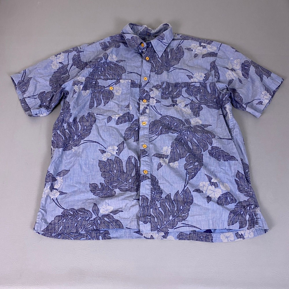 IZOD Hawaiian Shirt Men's Size XL Short Sleeve Button Front Tropical Floral Leaf